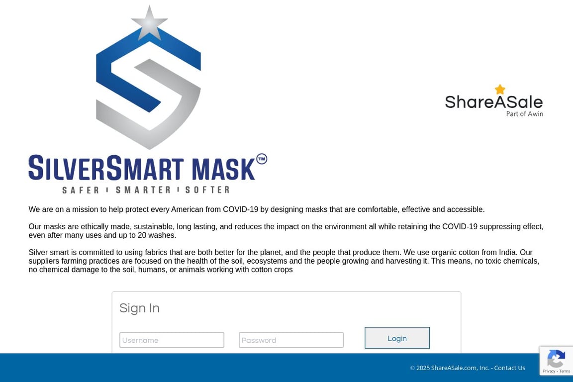 SilverSmart Mask affiliate program signup page