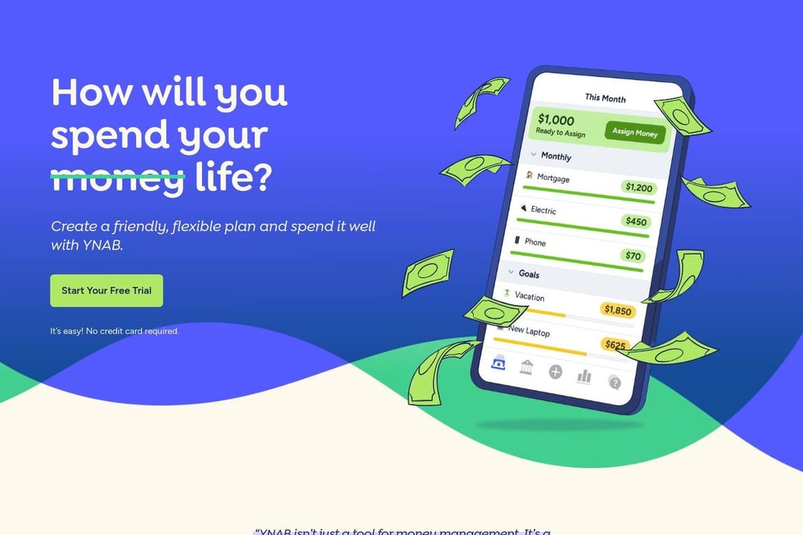 You Need a Budget (YNAB) homepage