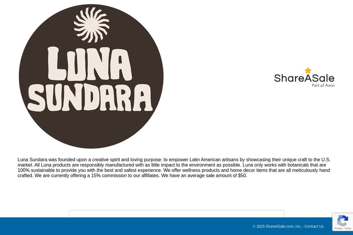 Luna Sundara LLC affiliate program signup page