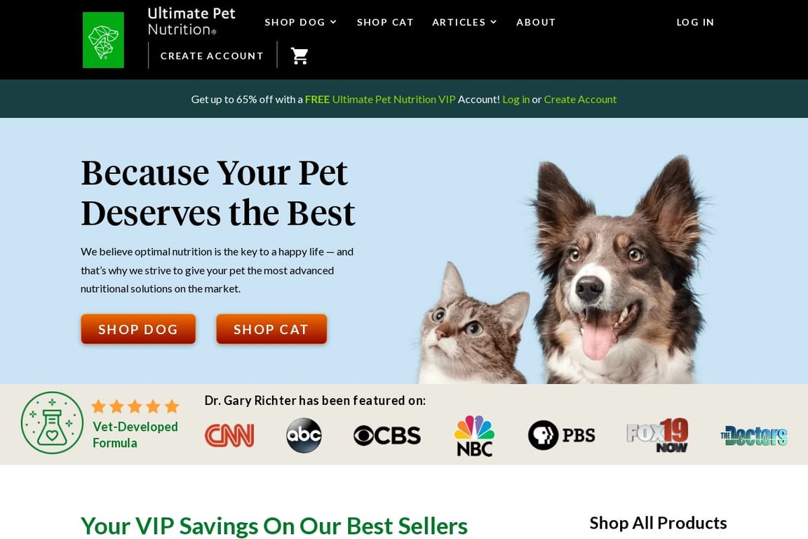 Ultimate Pet Nutrition (US) homepage