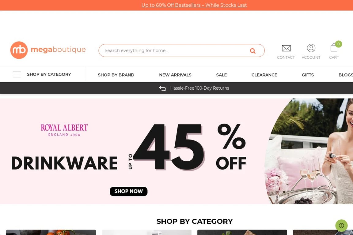Mega Boutique homepage