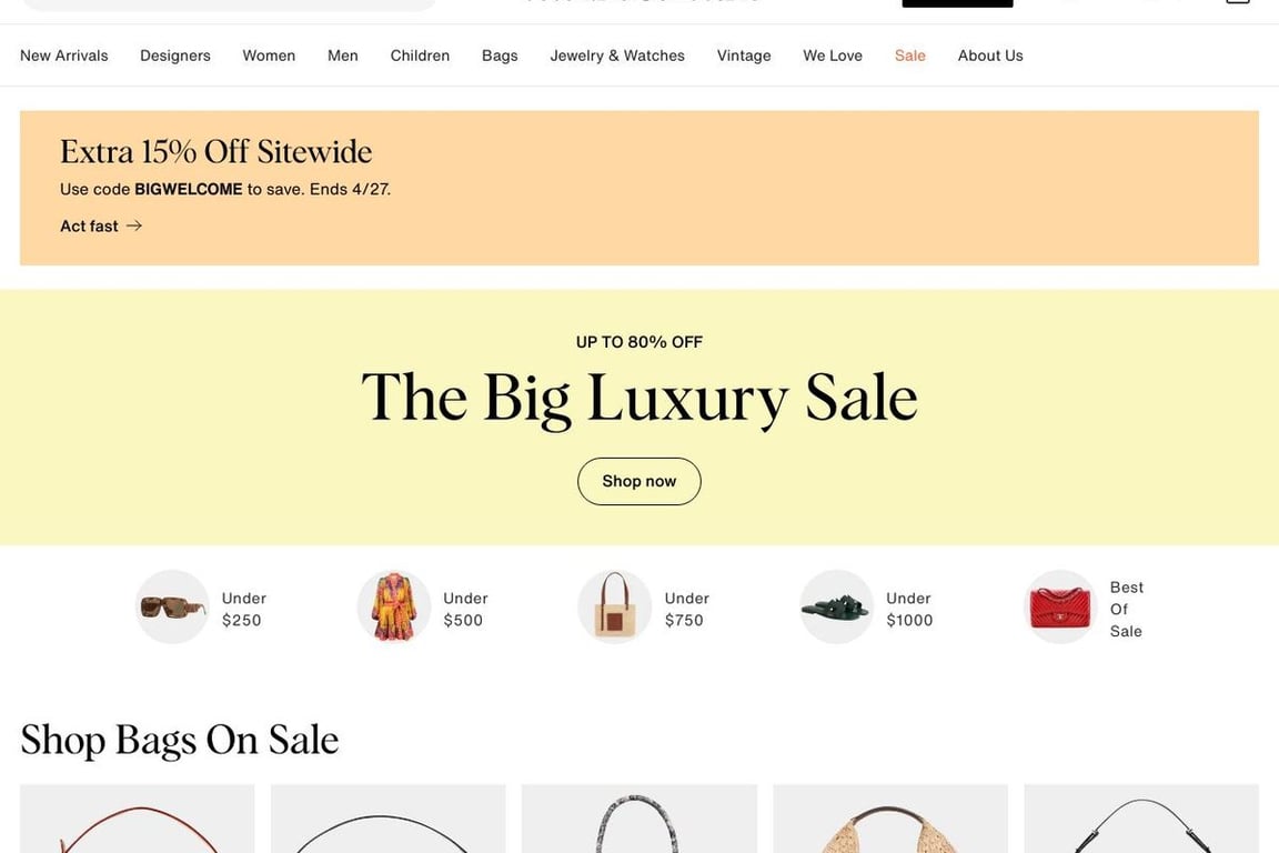 Vestiaire Collective homepage
