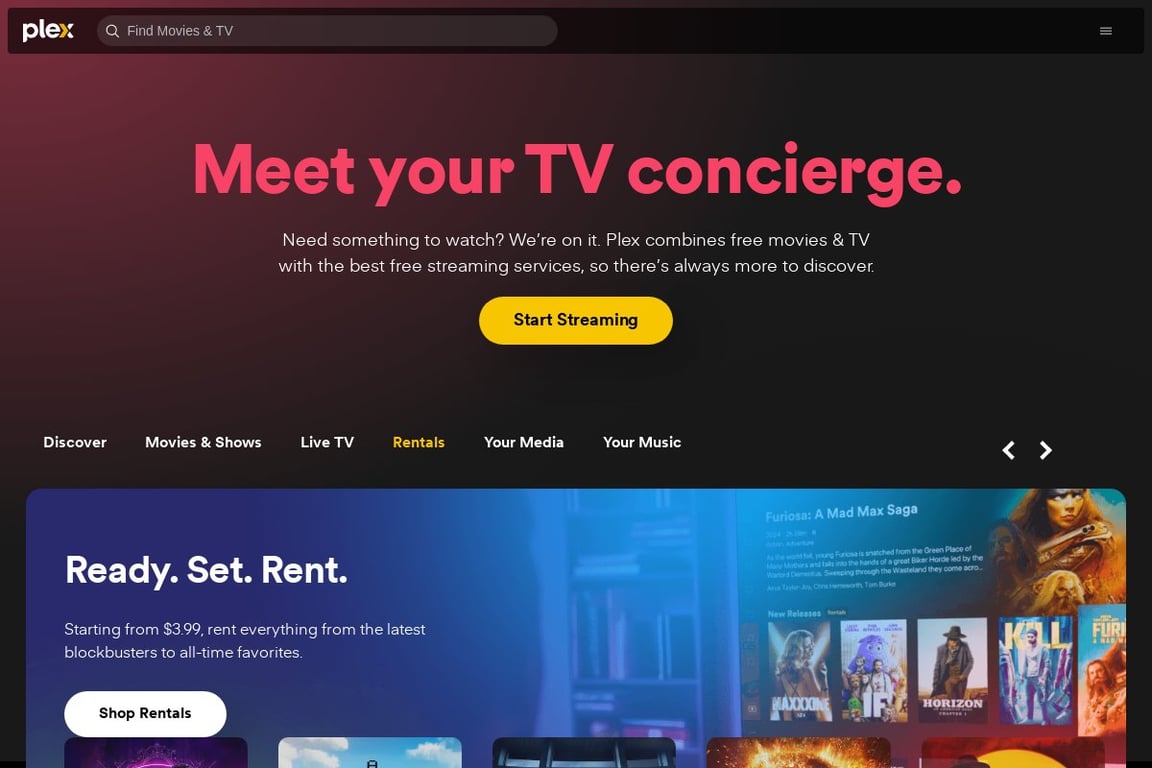 Plex homepage