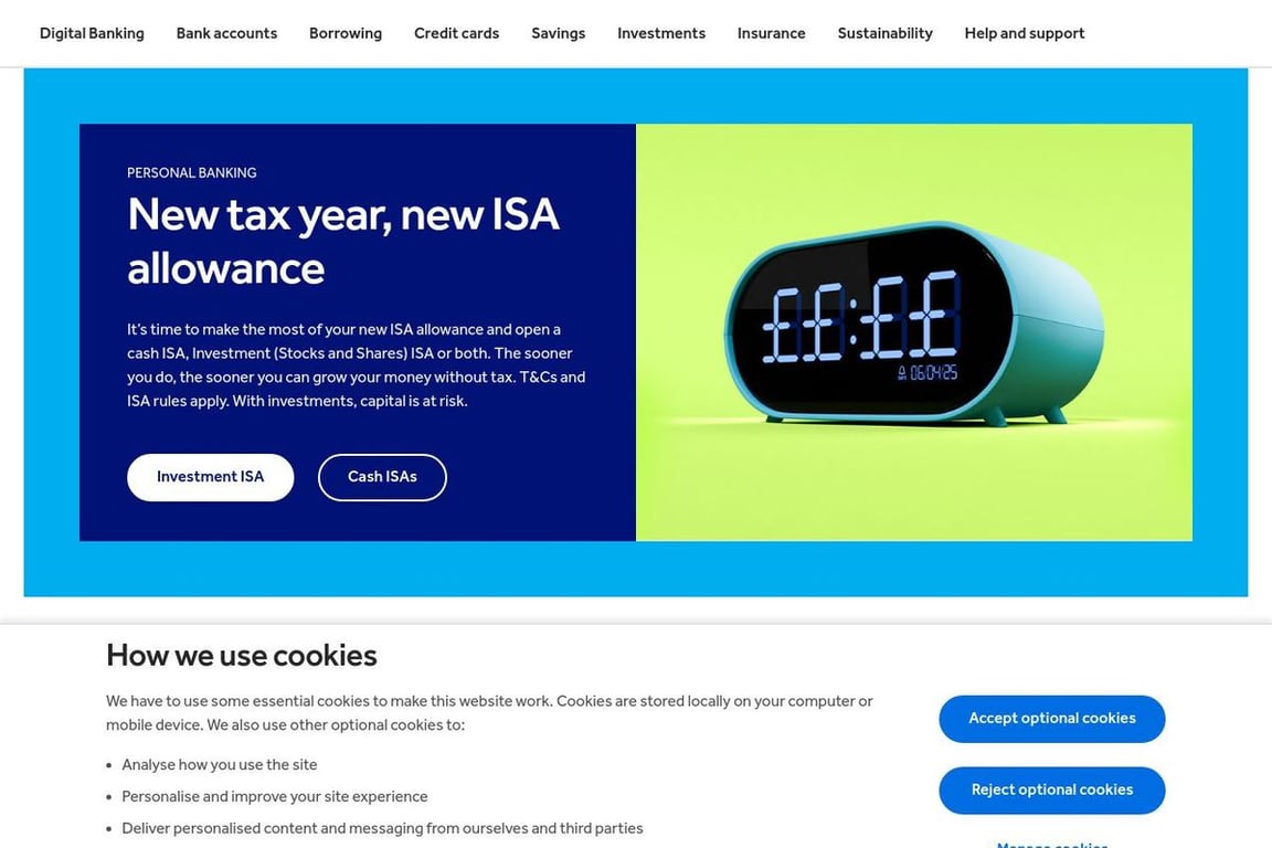 Barclays Bank homepage