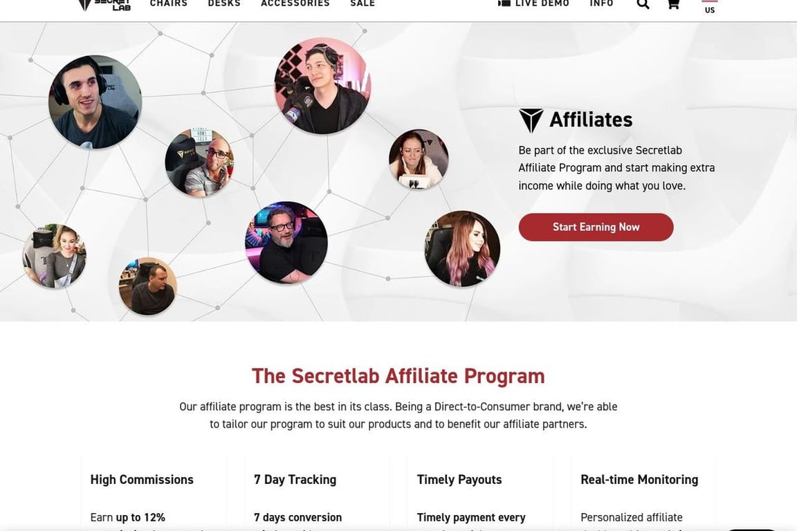 Secretlab affiliate program signup page