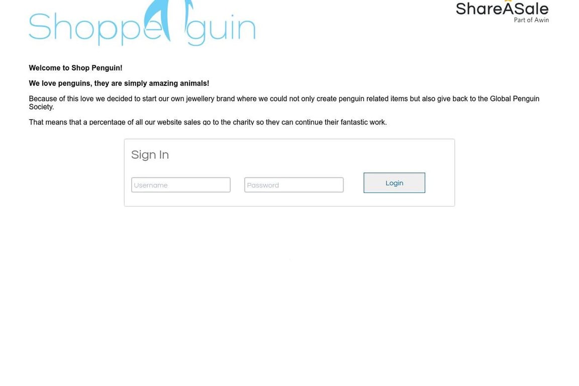 Penguin & Ocean Jewellery affiliate program signup page