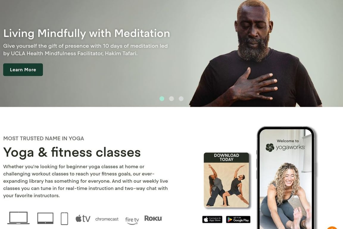 YogaWorks homepage