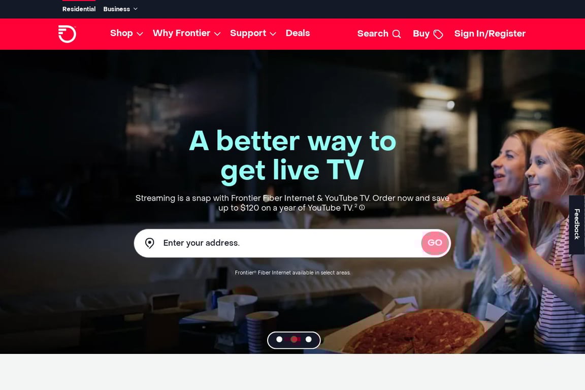 Frontier Communications homepage