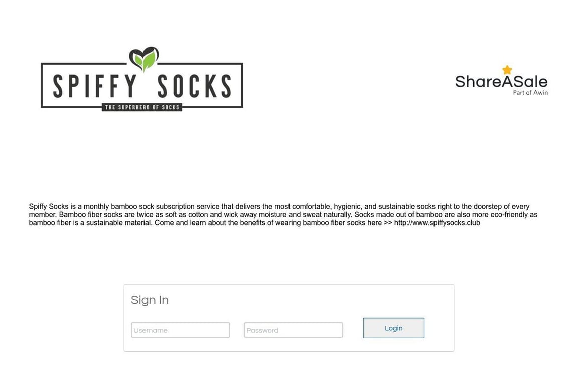 Spiffy Socks affiliate program signup page