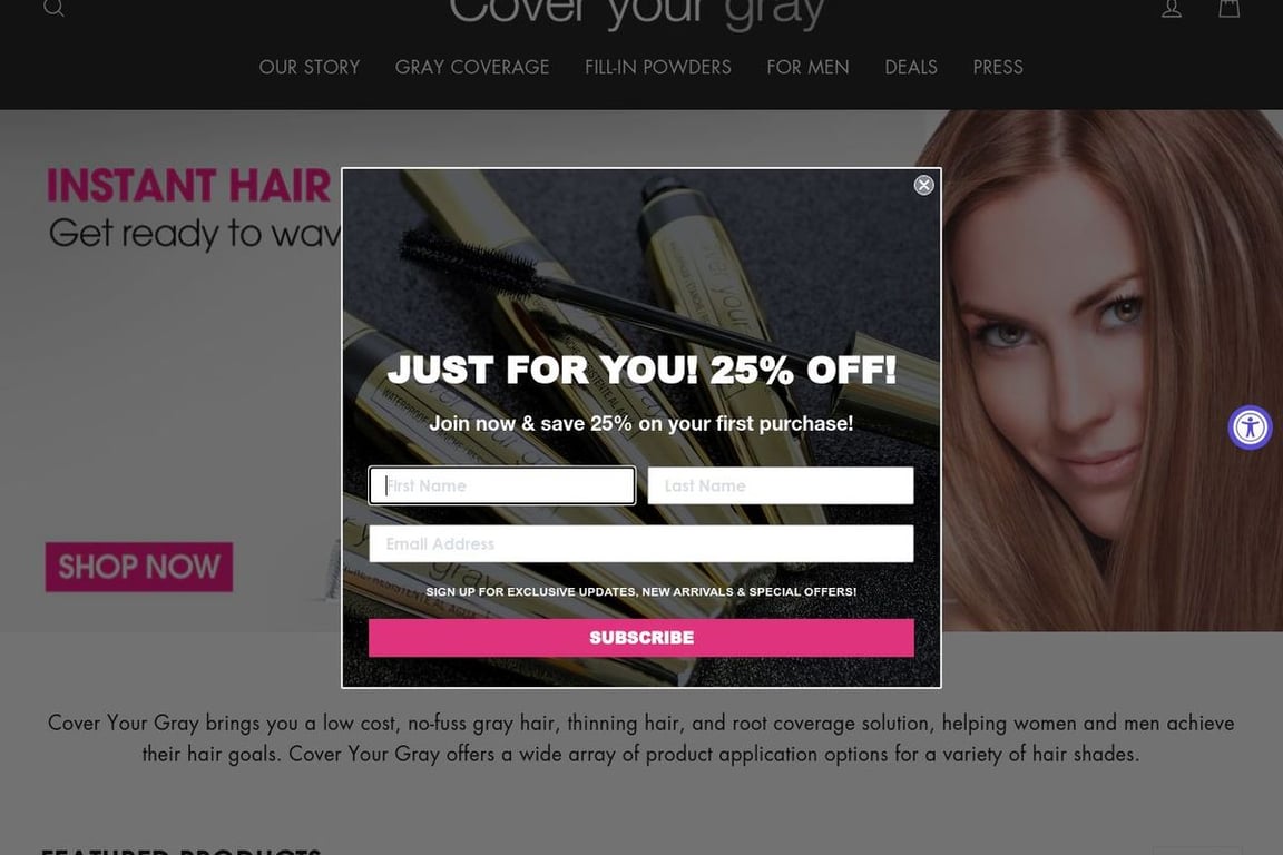 Cover Your Gray homepage