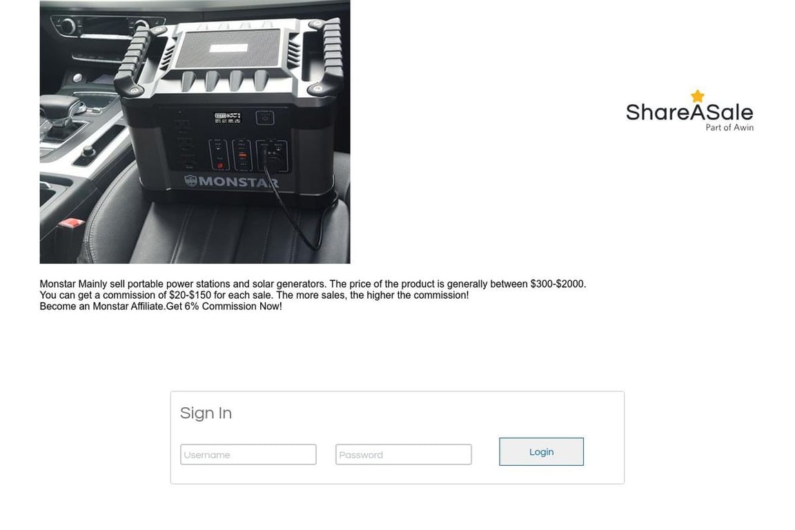 Monstar affiliate program signup page