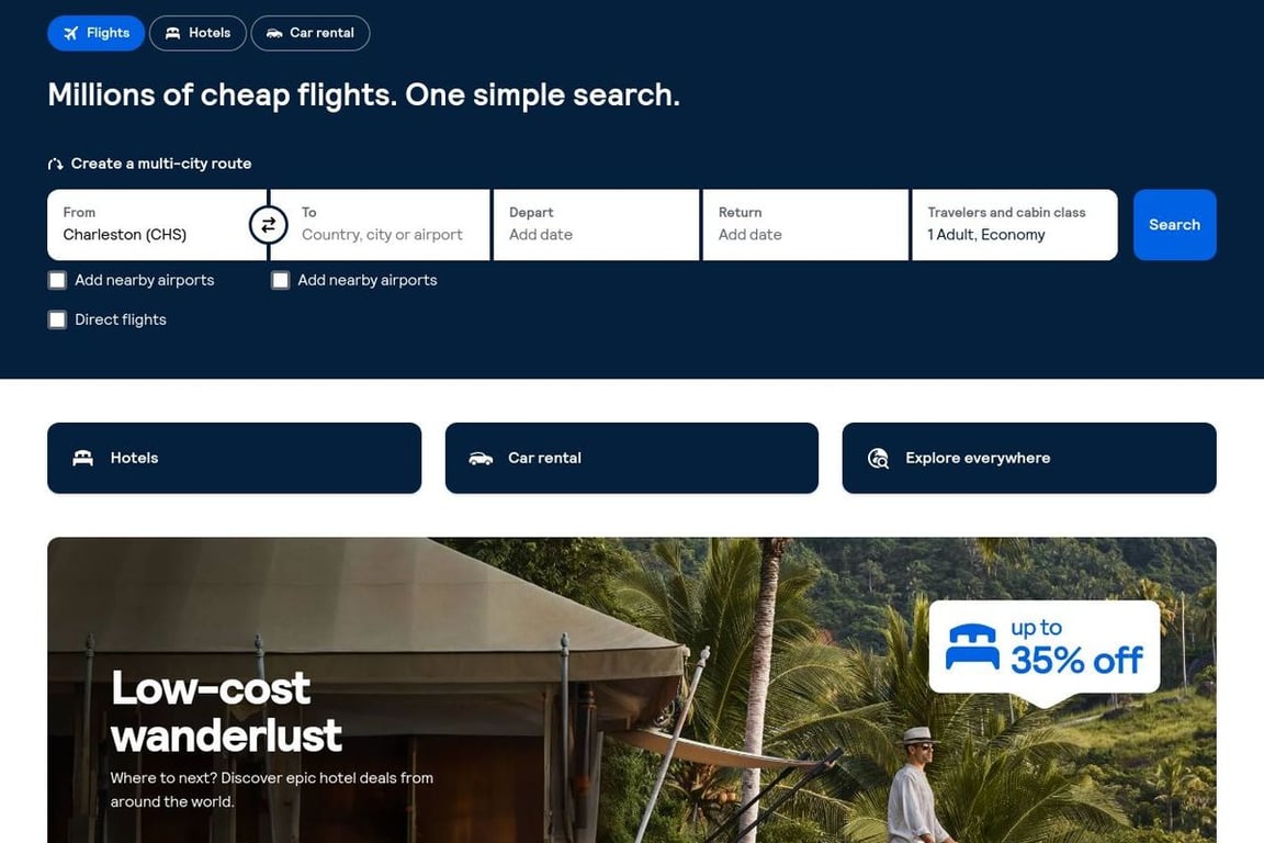 Skyscanner UK homepage