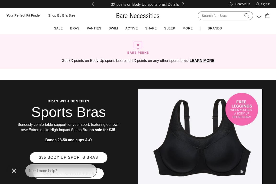 Bare Necessities homepage