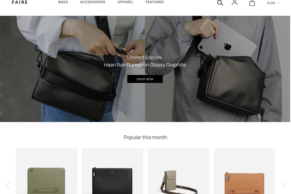 Faire Leather Co. homepage