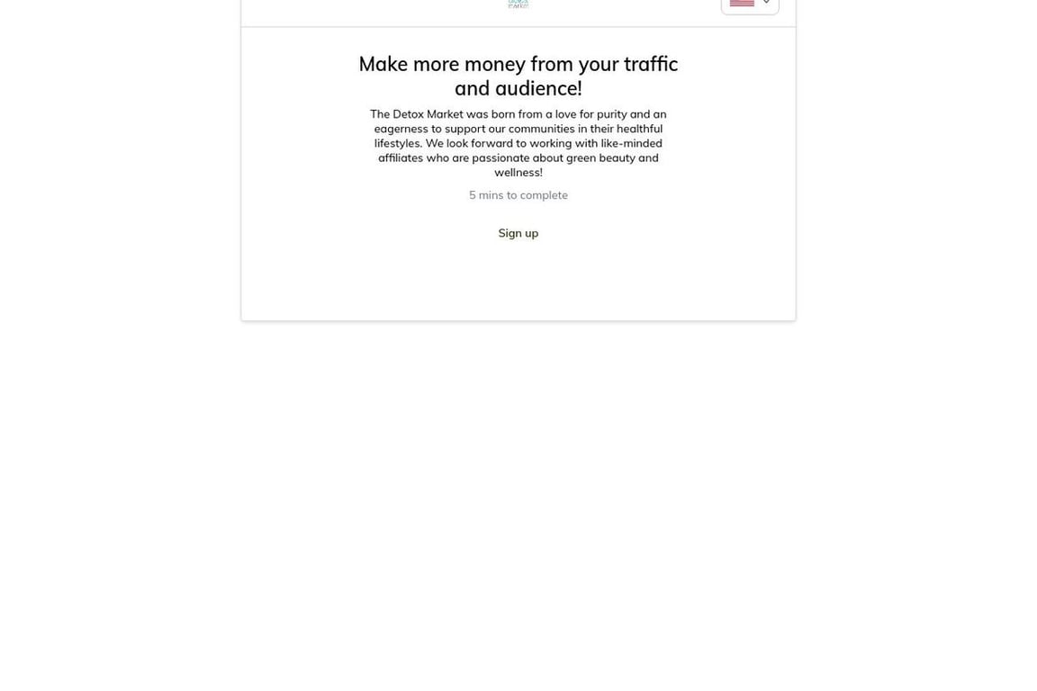 The Detox Market affiliate program signup page