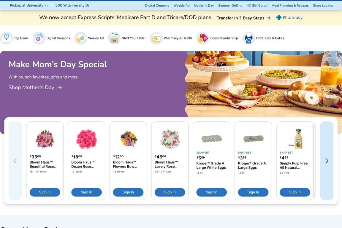 Kroger homepage