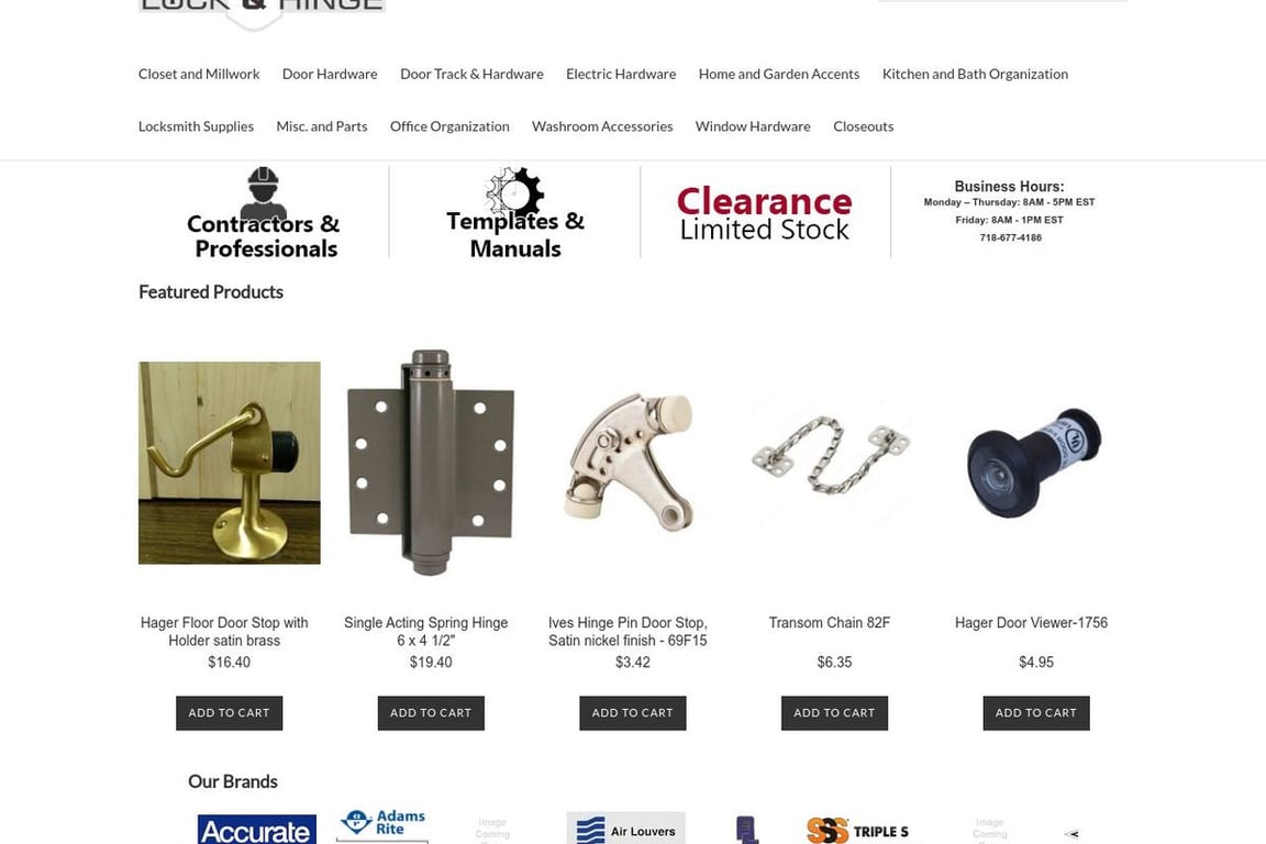 LockAndHinge.com homepage