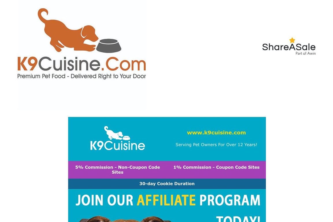 K9Cuisine affiliate program signup page