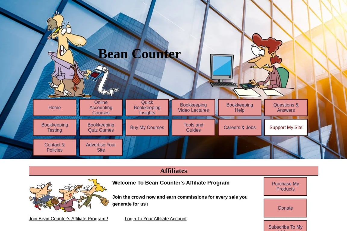 Bean Counter affiliate program signup page