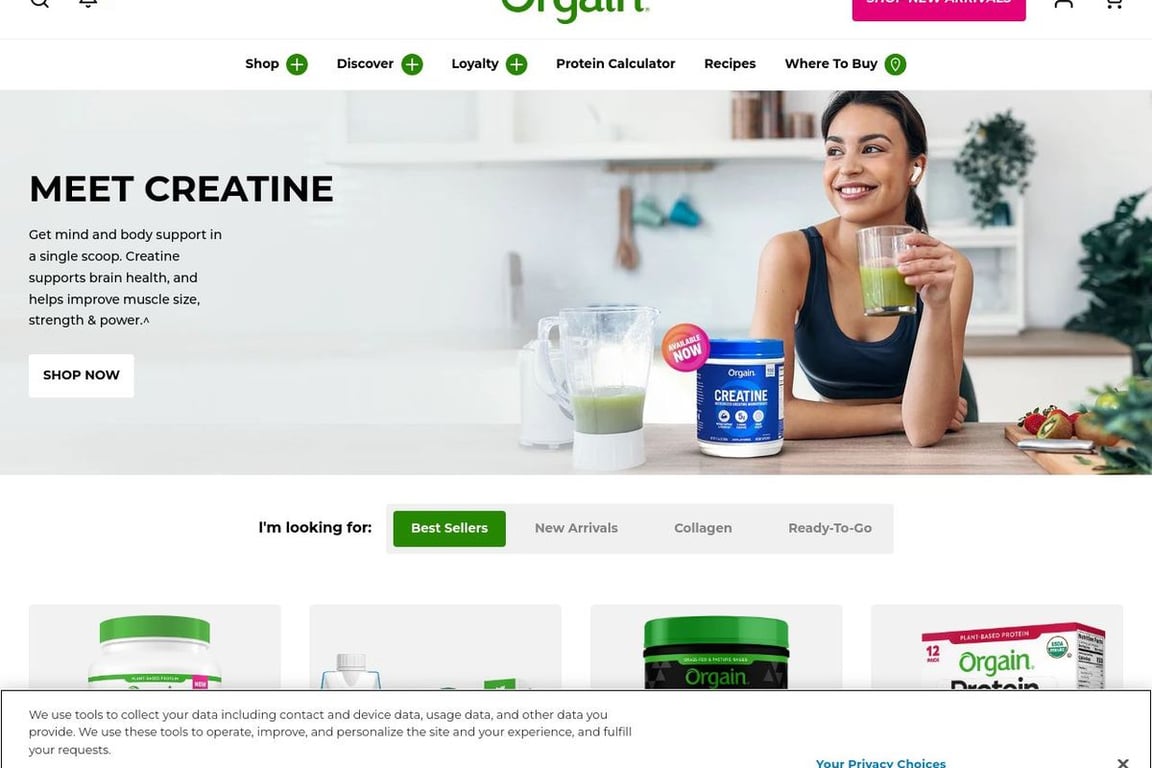 Orgain homepage