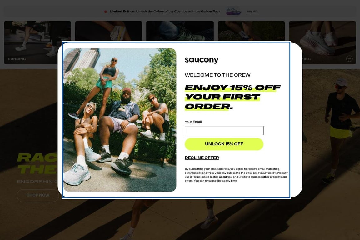 Saucony homepage