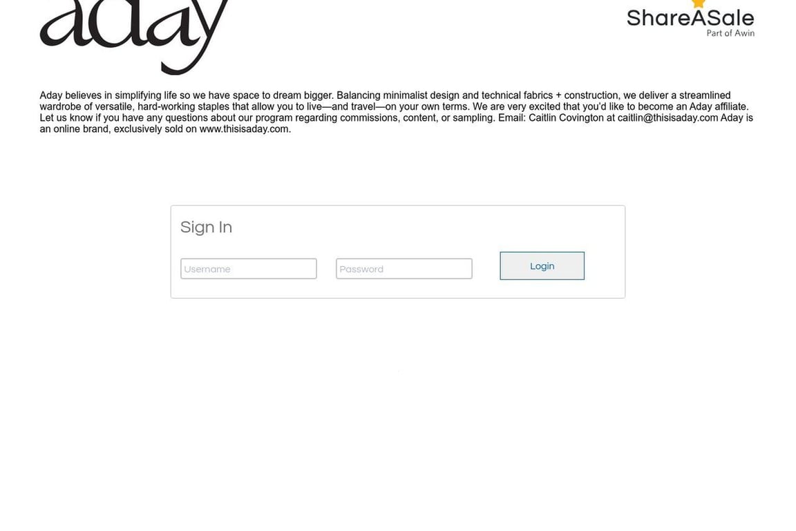 ADAY affiliate program signup page