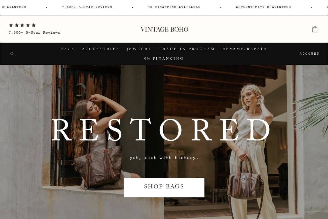 Vintage Boho homepage