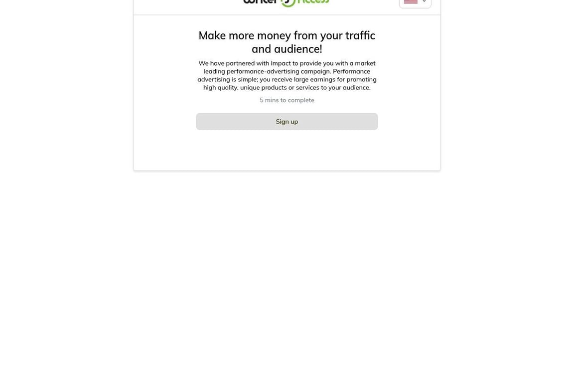 WriterAccess affiliate program signup page