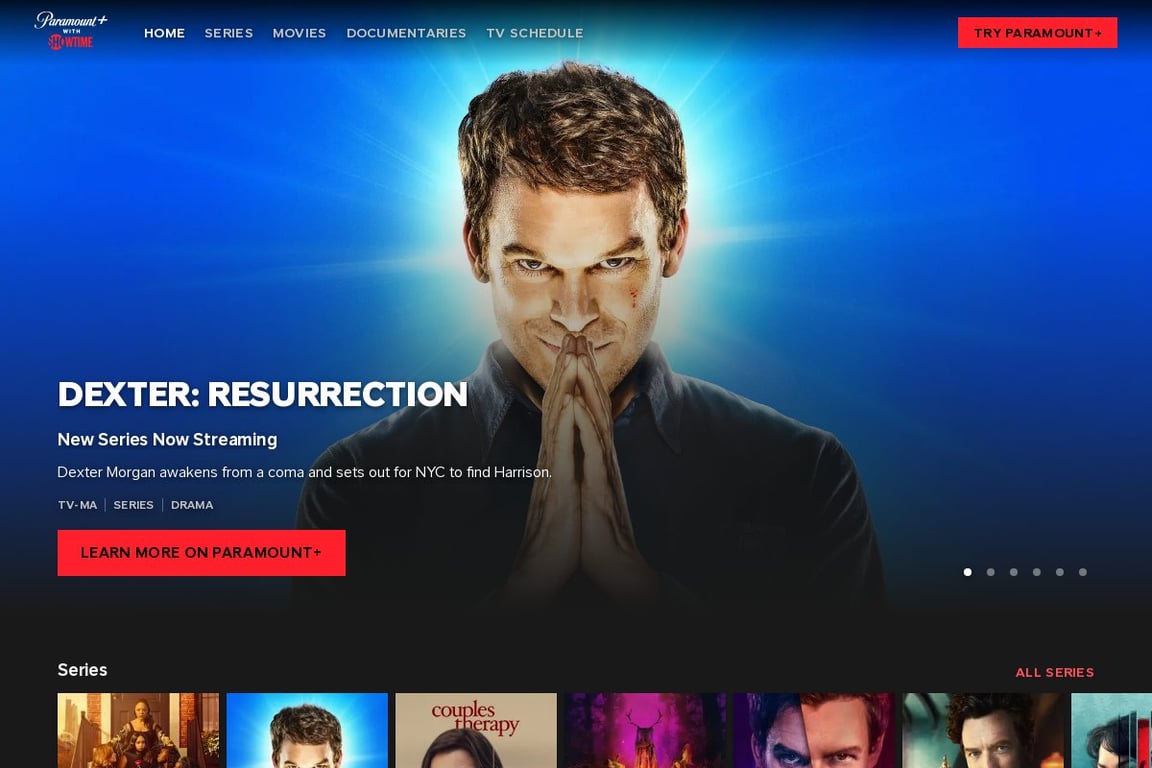 Showtime homepage