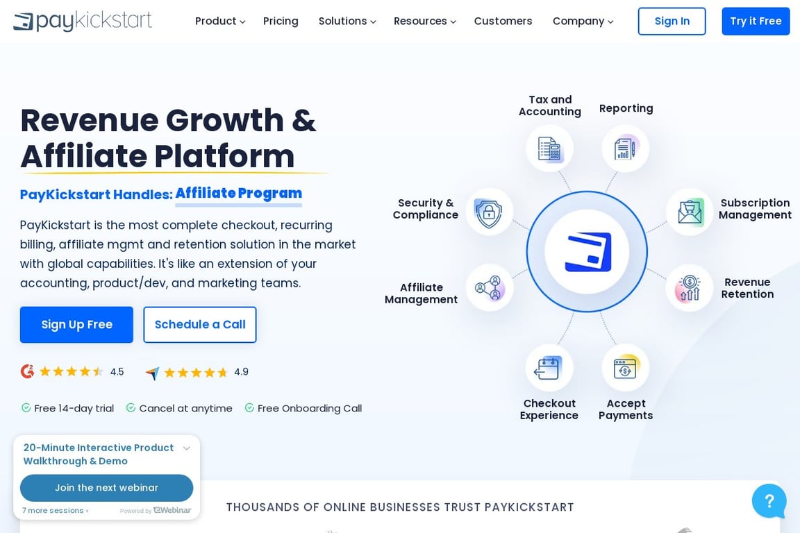 PayKickstart homepage