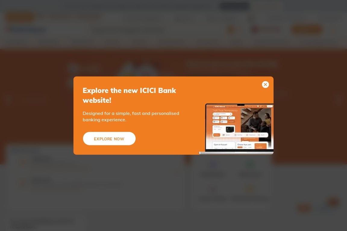 ICICI Bank homepage