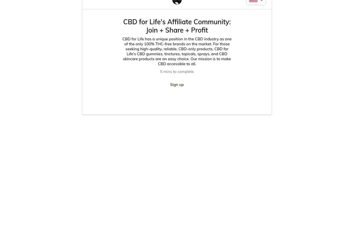 CBD For Life affiliate program signup page