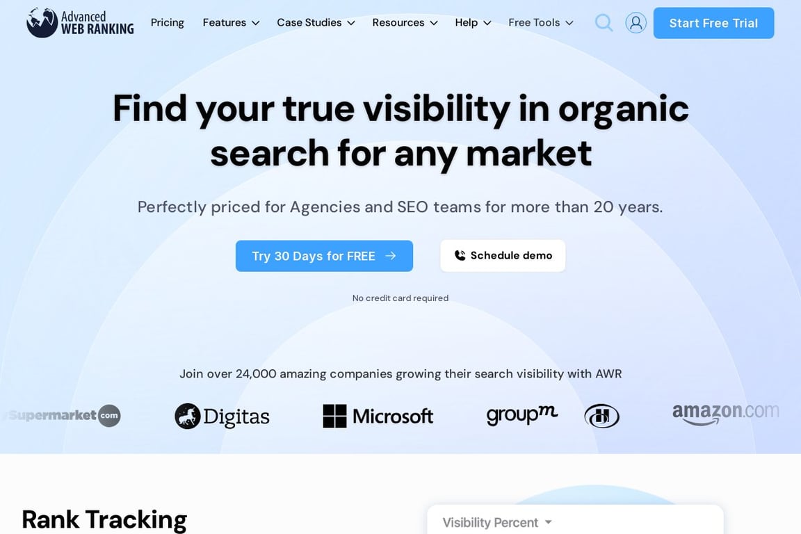 Advanced Web Ranking homepage
