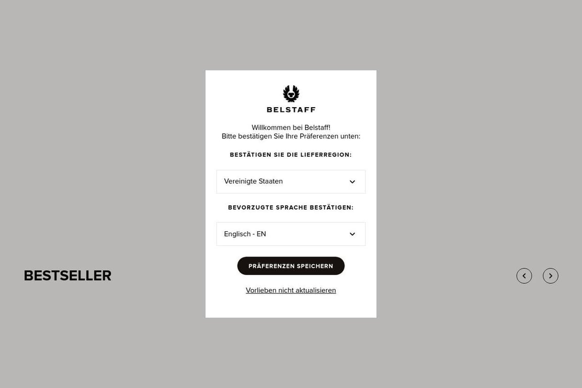 Belstaff DE homepage