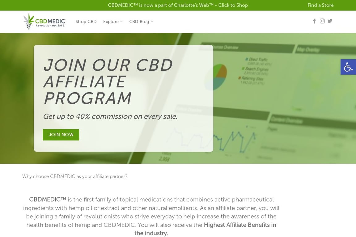 CBD Medic affiliate program signup page