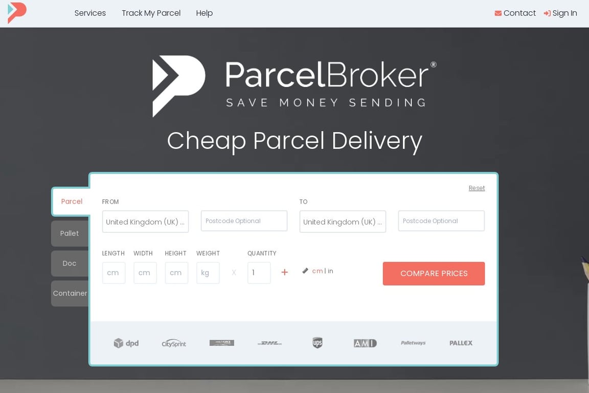 ParcelBroker homepage