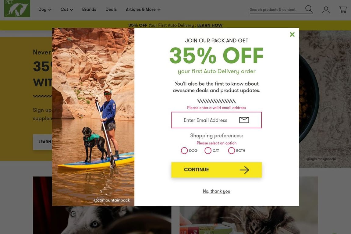 Only Natural Pet homepage