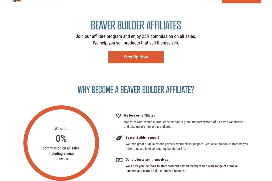 Beaver Builder affiliate program signup page