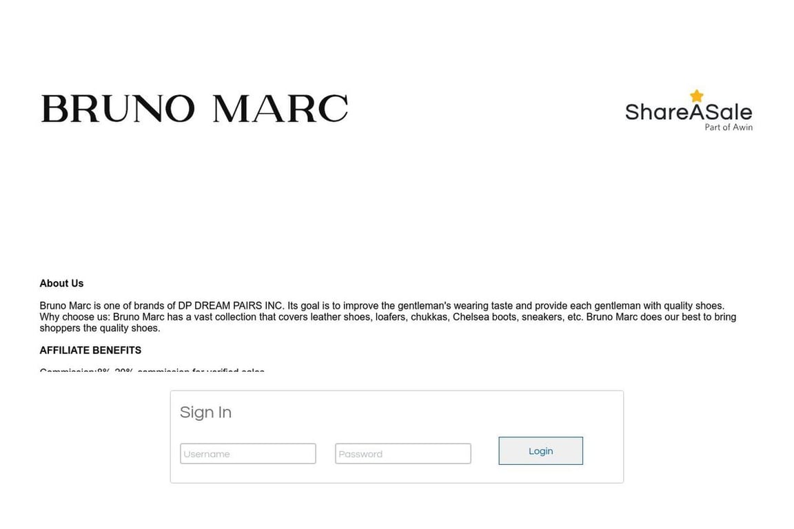 Bruno Marc affiliate program signup page