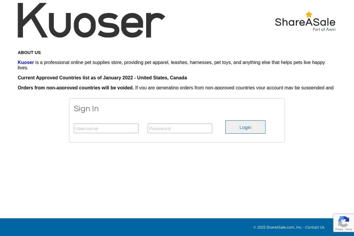 Kuoser affiliate program signup page
