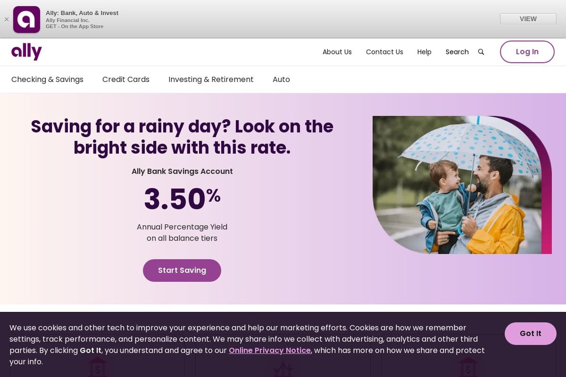 Ally Invest homepage