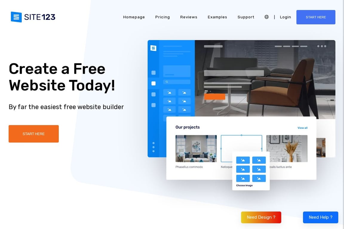 Site123 homepage