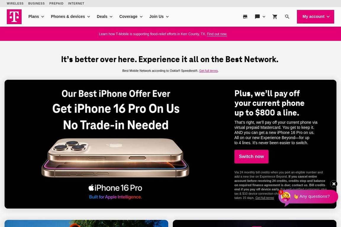 T-Mobile Home Internet homepage