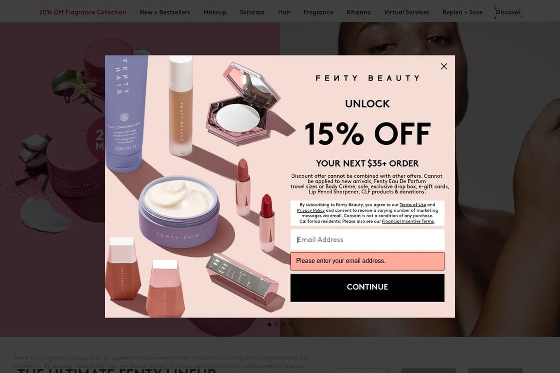 Fenty Beauty (Global) homepage