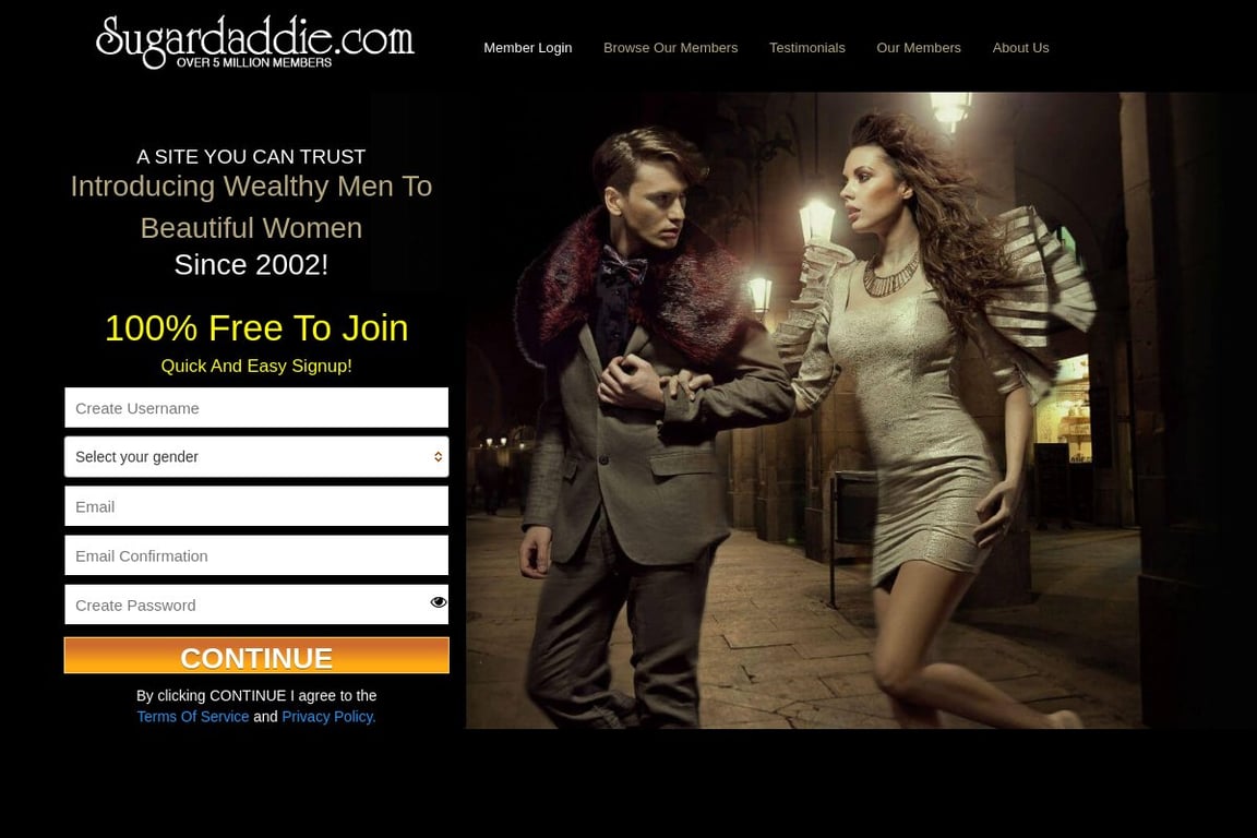 Sugardaddie.com homepage