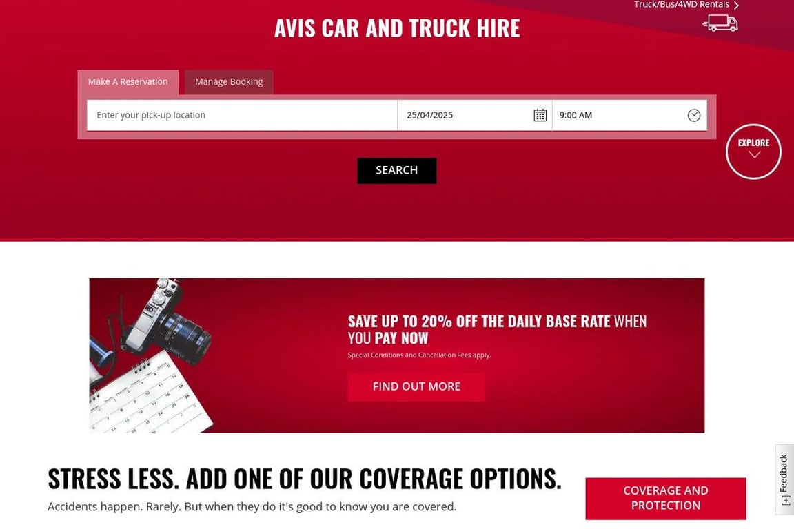 Avis Australia homepage
