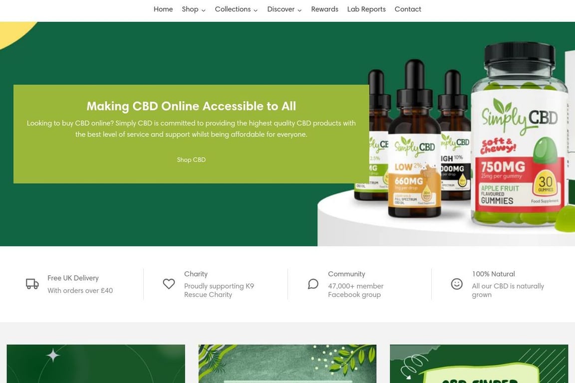 Simply CBD homepage