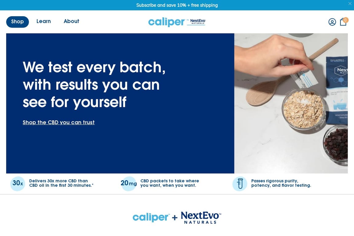 Caliper CBD homepage
