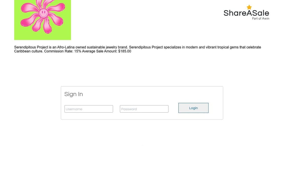 Serendipitous Project affiliate program signup page