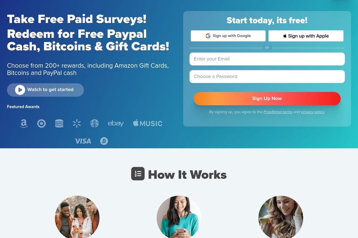 PrizeRebel homepage